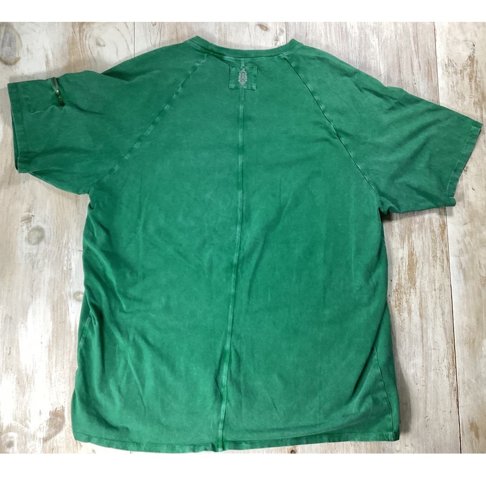 Free People FP Movement Green Oversized Raglan T-Shirt Zip Pocket OB1915921 M